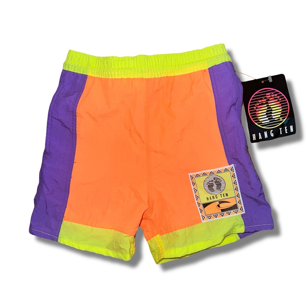 Vtg NWT Neon Colorblock Swim Shorts